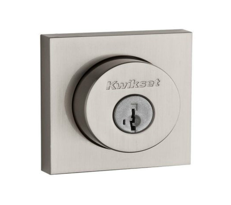 Kwikset 158SQT-15 Halifax Square Single Cylinder Deadbolt,  Satin Nickel
