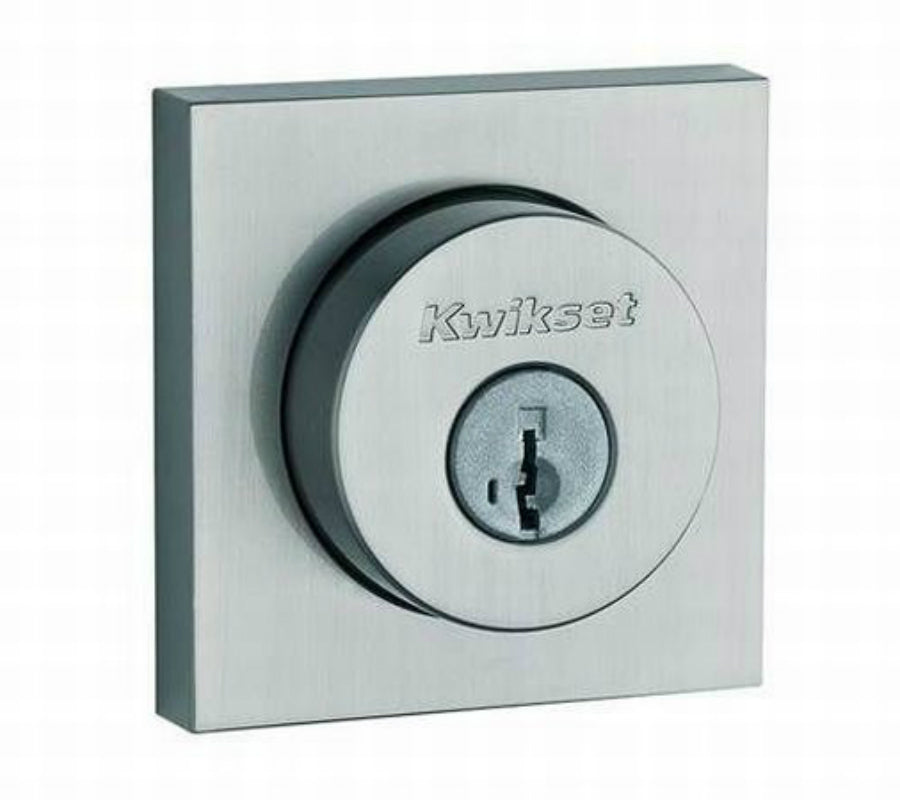 Kwikset 158SQT-26DS Halifax Square Single Cylinder Deadbolt, Satin Chrome