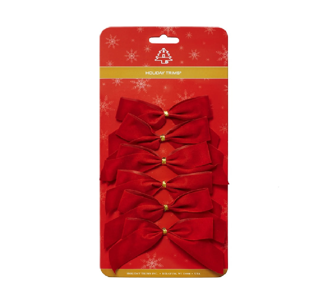 Holiday Trims 7920 2 Loop Velvet Christmas Bow, Red