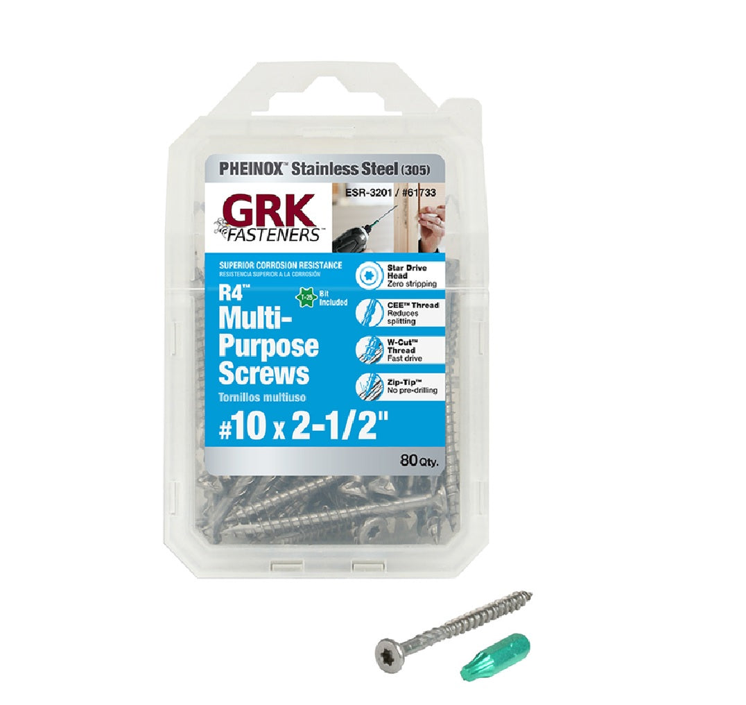 GRK Fasteners PHEINOX R4 61733 Flat Head Multi-Purpose Screw