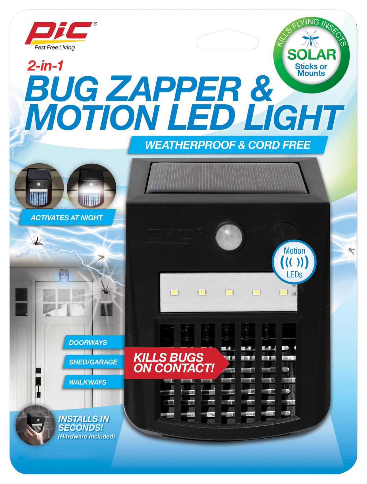 PIC SOLAR-SL Bug Zapper & Motion LED Light