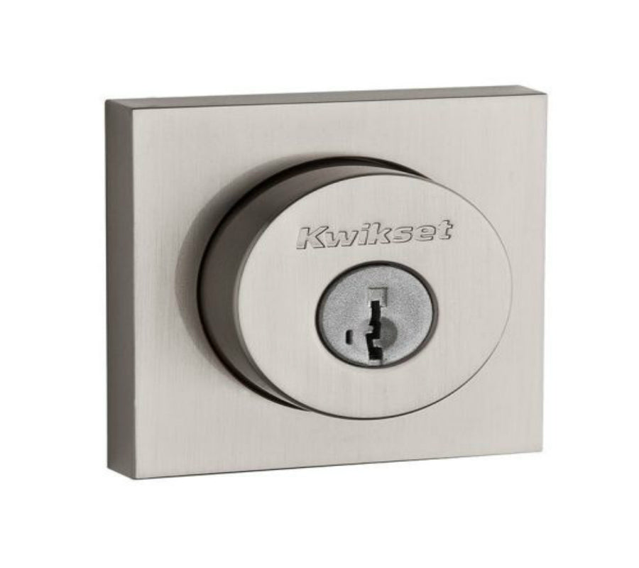 Kwikset 159SQT-15 Halifax Square Double Cylinder Deadbolt, Satin Nickel