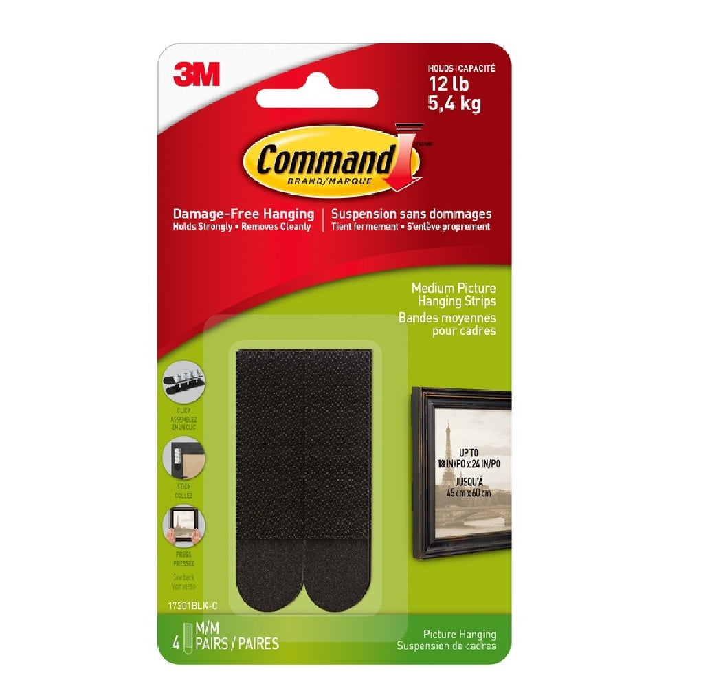 3M 17201BLK-ES Command Adhesive Strips, Black