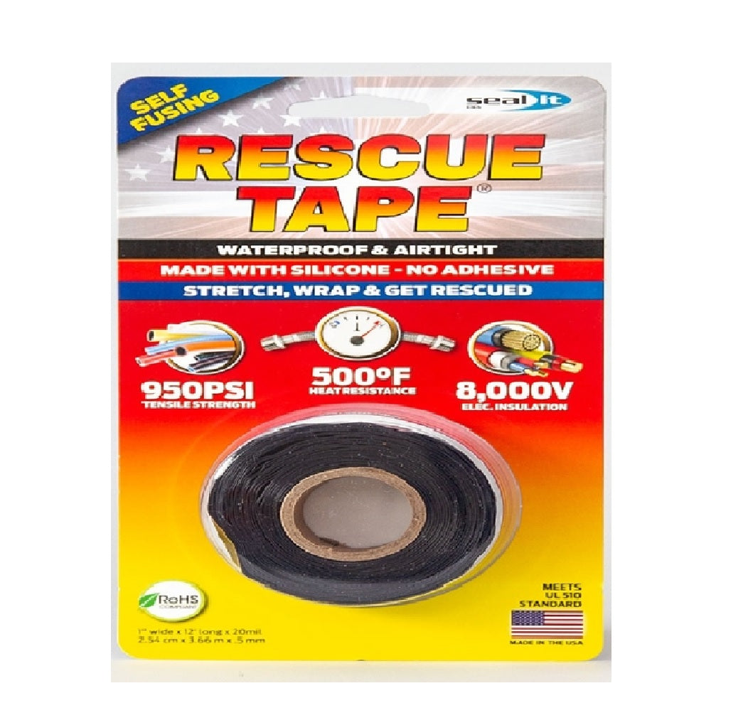 Rescue Tape RT12012BBL Clamshell Silicone Tape, Black