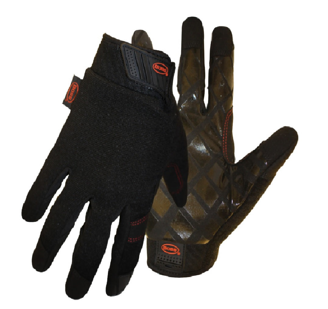 Boss 5211L Diamond Grip Mechanic Gloves, Black