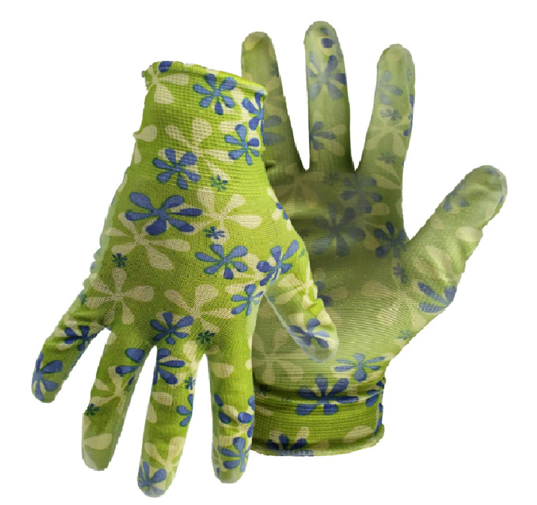 Boss 9407 Ladies Floral with Clear Nitrile Palm Gloves, Green