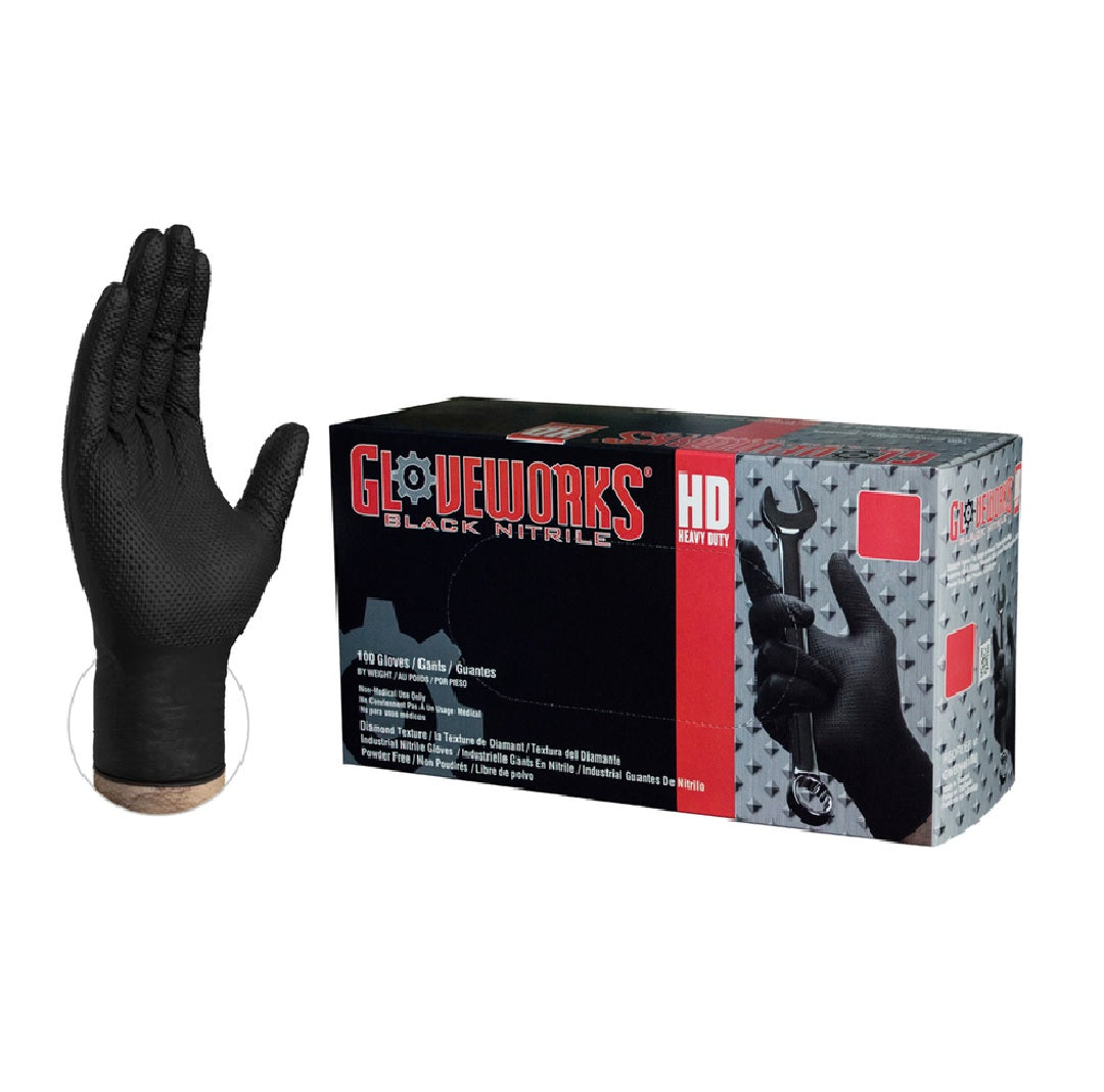 Ammex GWBN46100 Gloveworks Disposable Gloves, Large