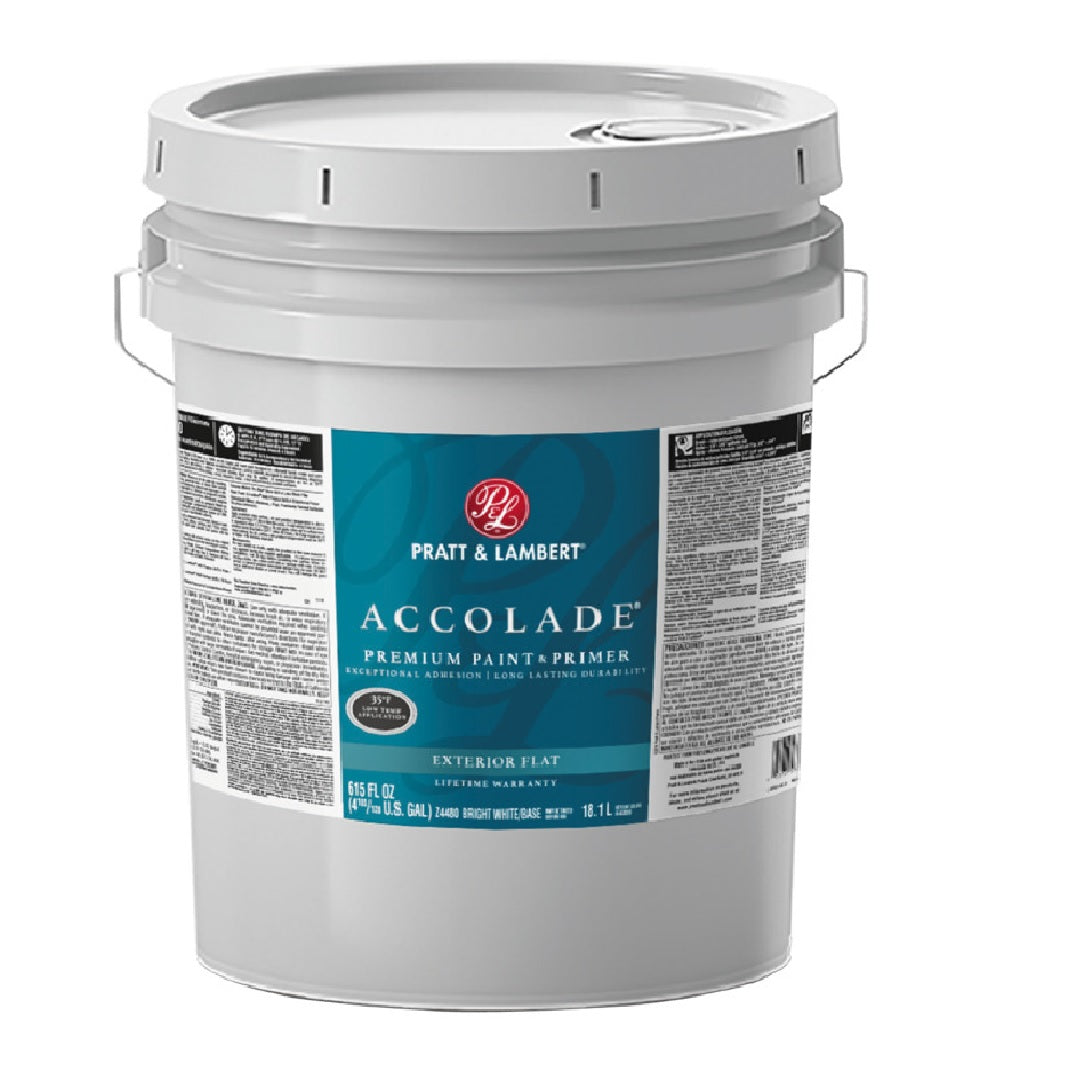 Pratt & Lambert 0000Z4480-20 Accolade Flat Latex Exterior Paint, 5 Gallon