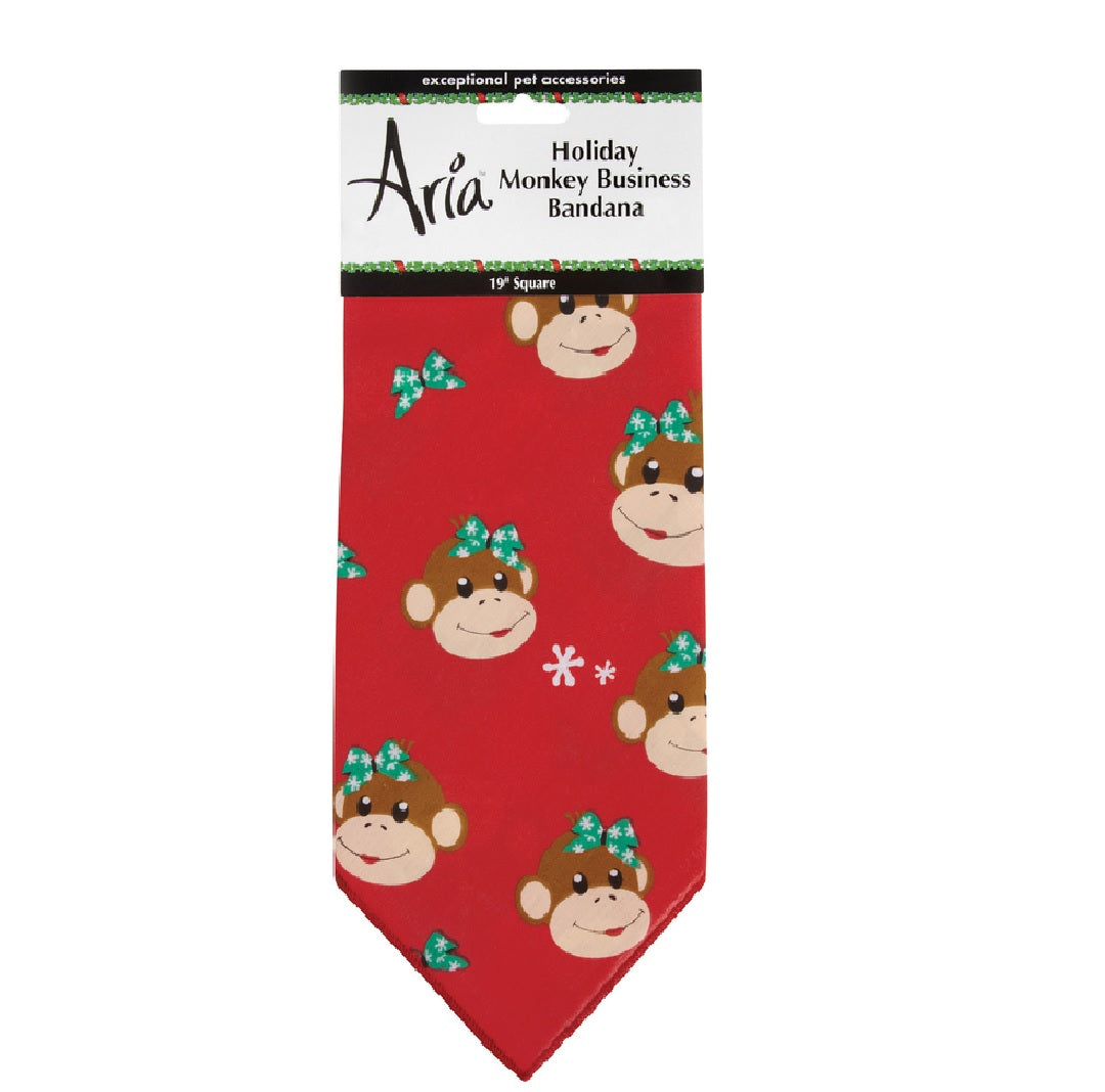 Aria DT4217 14 Holiday Monkey Business Bandana, Red