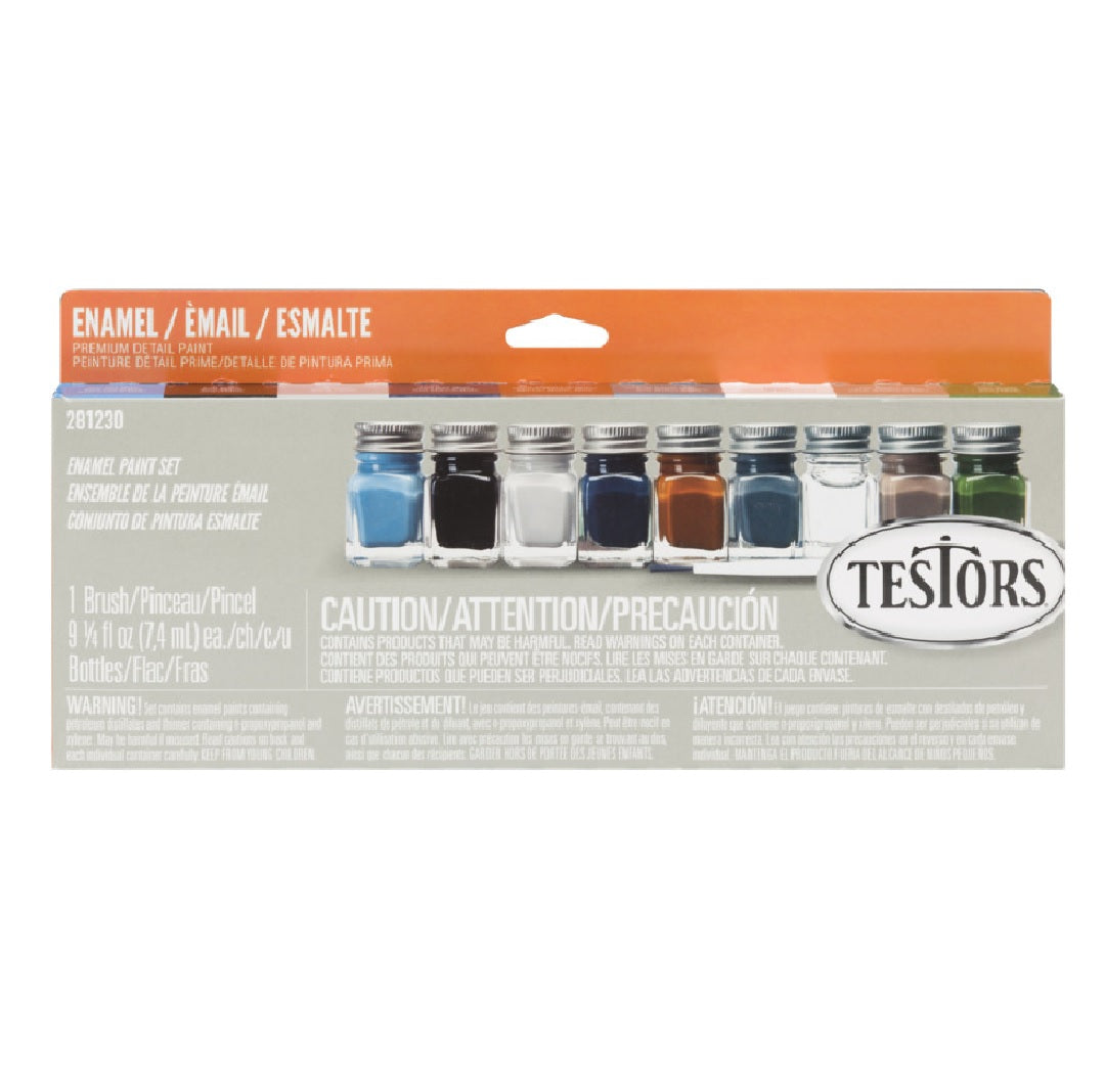 Testors 281230 Enamel Paint Set, 9 Bottles