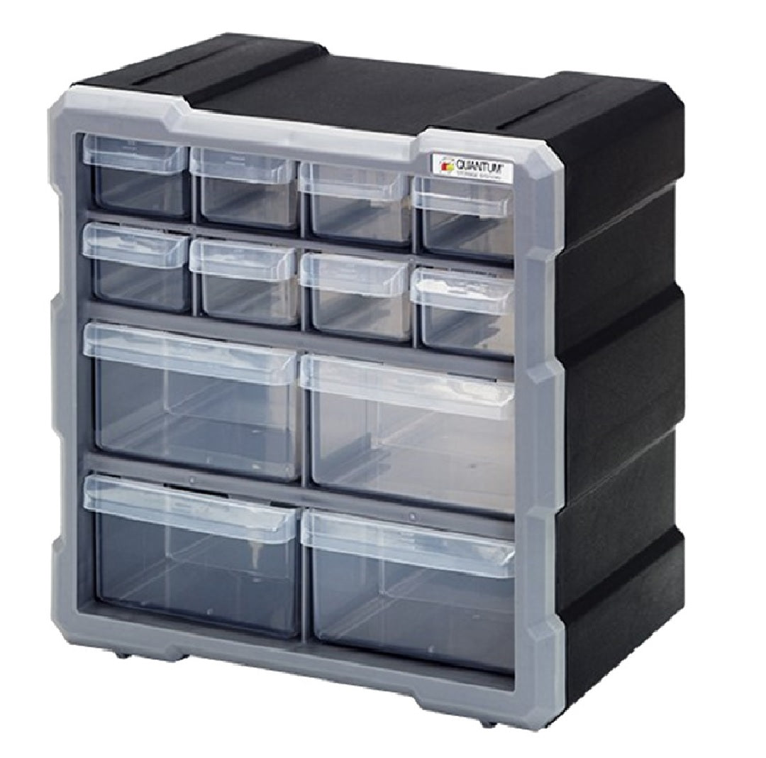 Quantum PDC-12BK Plastic Drawer Cabinet, Polypropylene