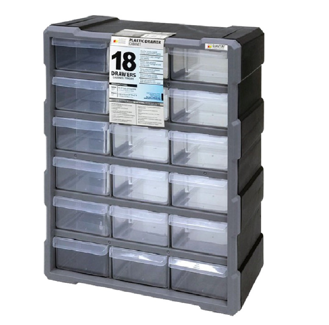 Quantum PDC-18BK Plastic Drawer Cabinet, Polypropylene