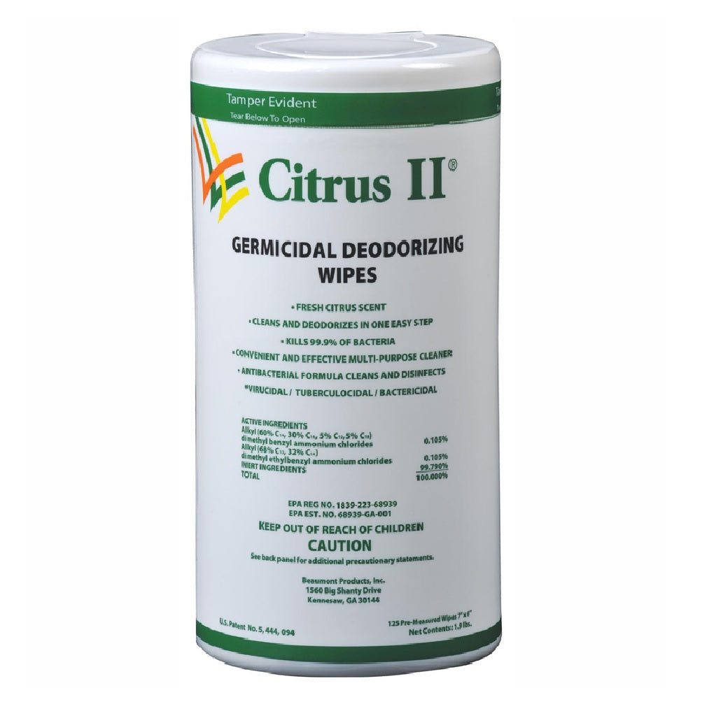 Citrus II 633771985-6PK Germicidal Deodorizing Wipes