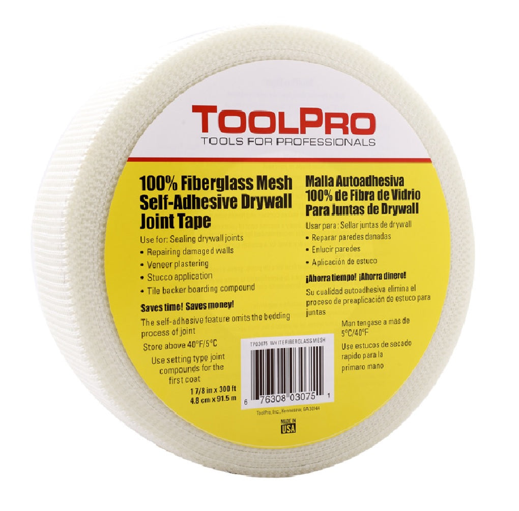 ToolPro TP03075 Self Adhesive Drywall Mesh Tape, White
