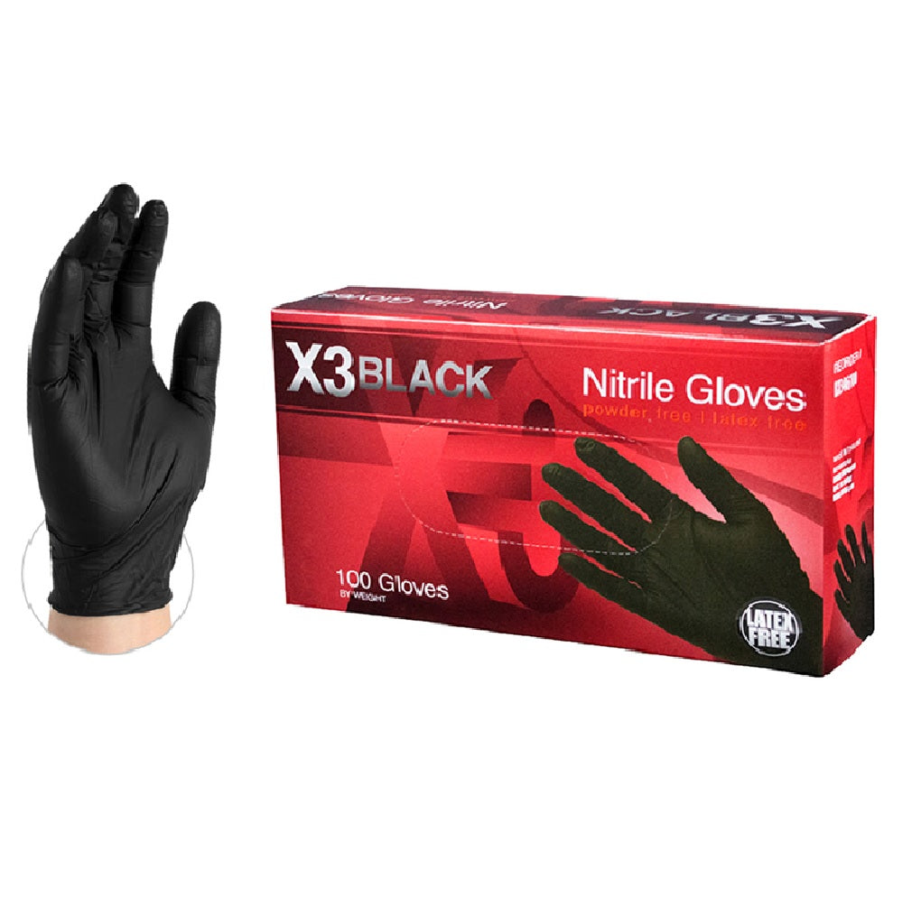 Ammex BX346100 Disposable Gloves, Nitrile
