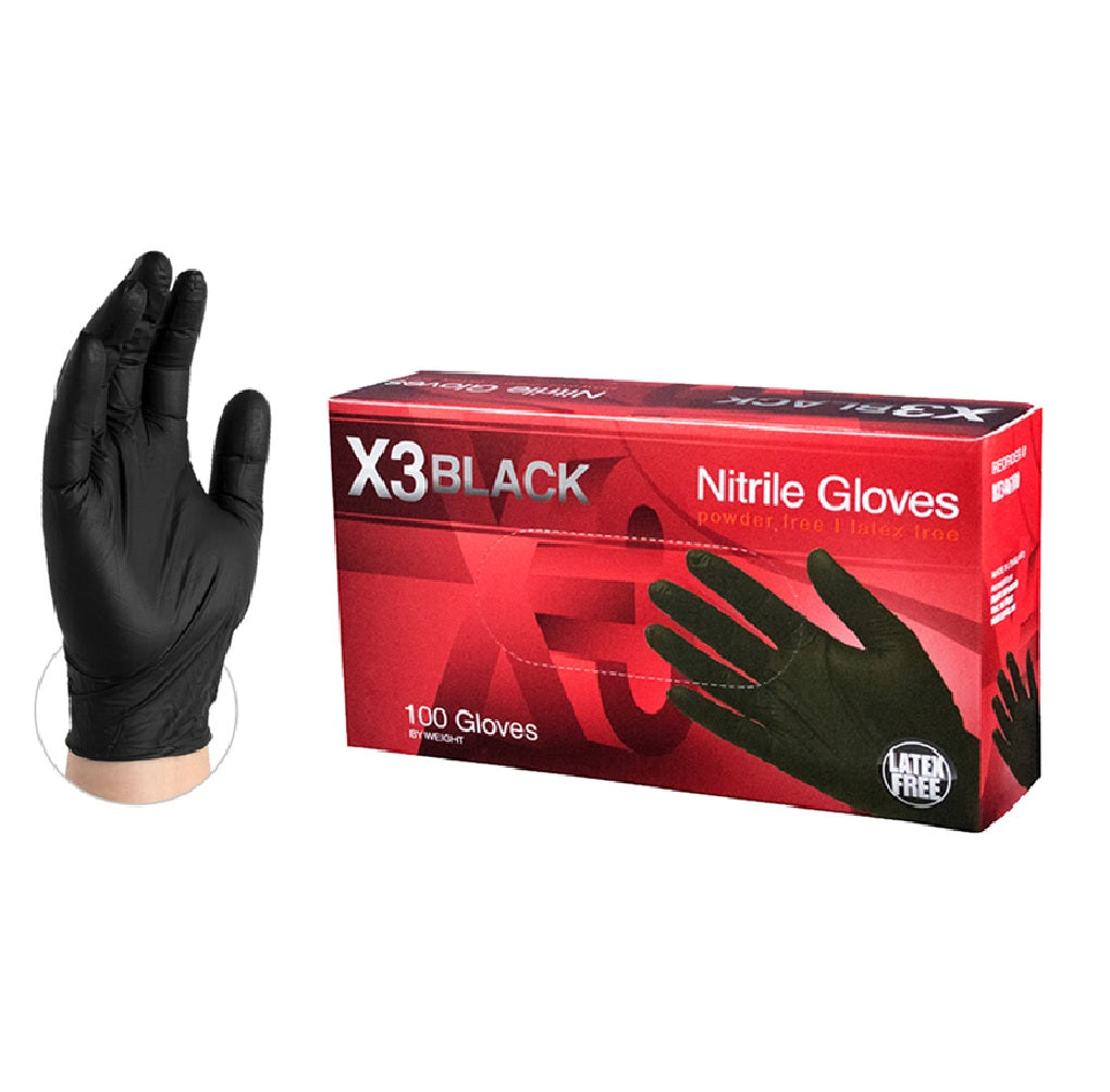 Ammex BX348100 X3 Disposable Gloves, X-Large