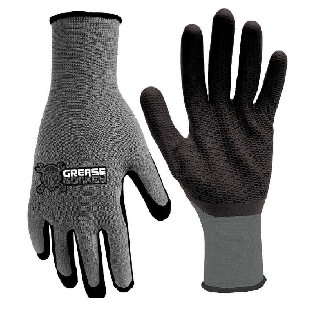 Grease Monkey 25548-26 Honeycomb Dipped Gloves, Black/Grey, XL