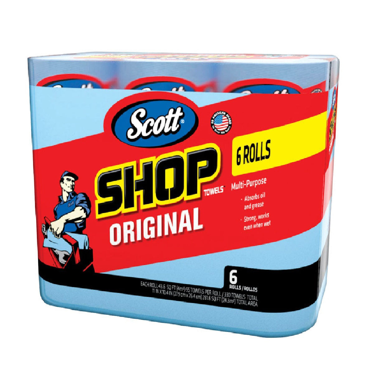 Scott 75180 Shop Towel, Blue, 6/Pk