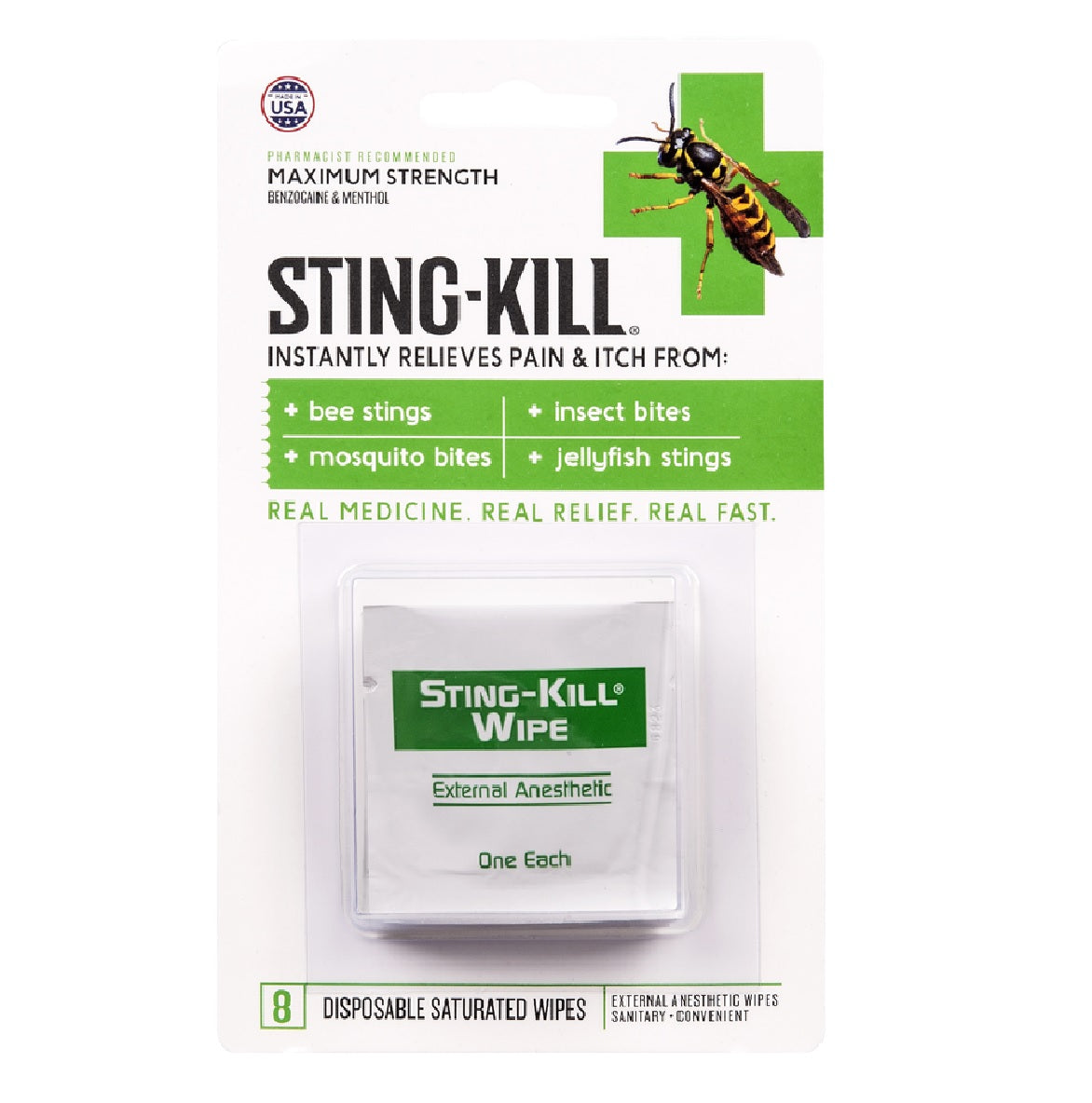 Sting Kill 5200 Anesthetic Wipes, 8 pk