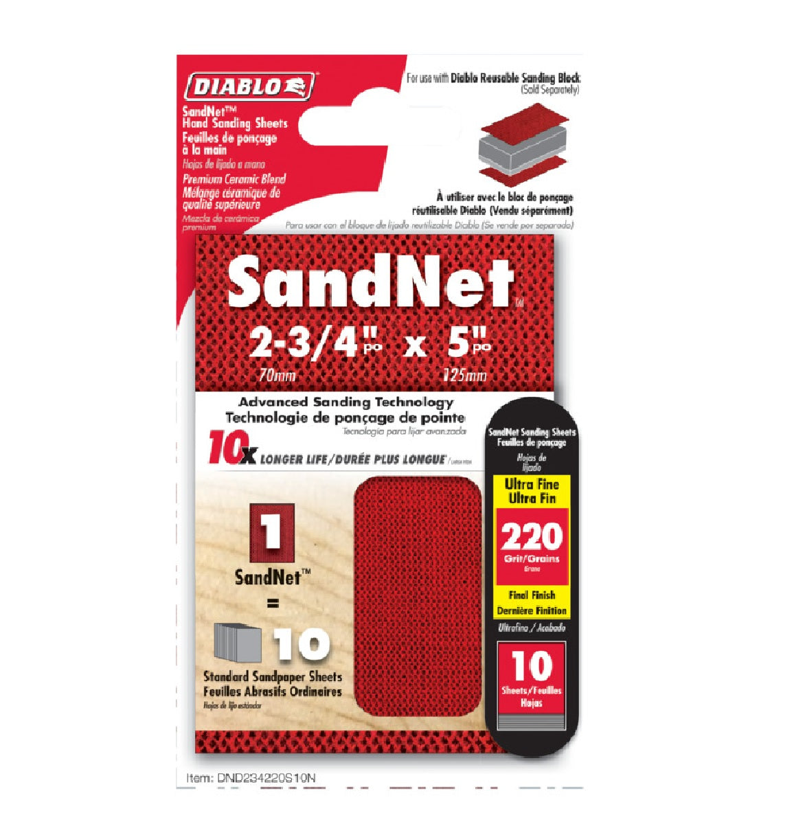 Diablo DND234220S10N Sanding Sheet, 220-Grit