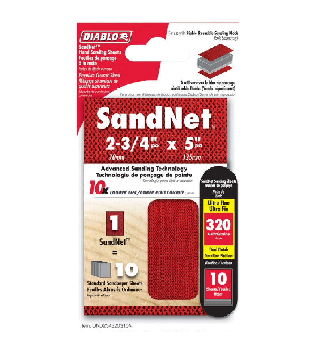 Diablo DND234320S10N SandNet Sanding Sheet, 320-Grit