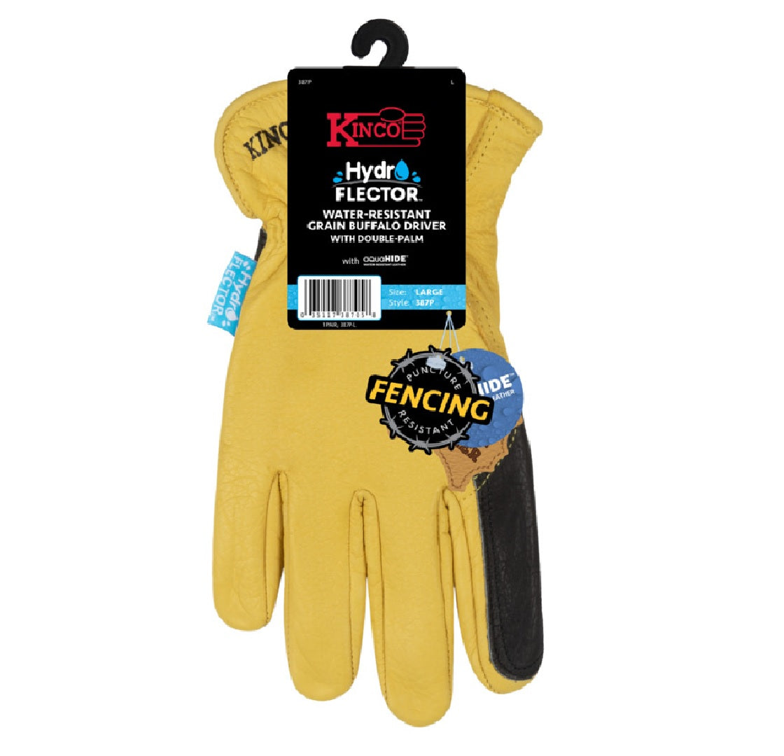 Kinco 387P-XL Buffalo Leather Elastic Work Gloves, X-Large