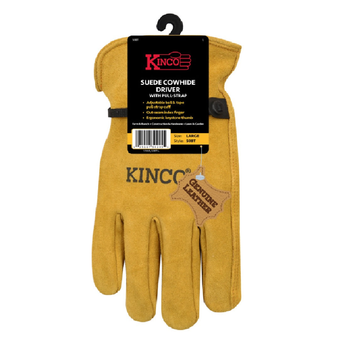 Kinco 50BT-M Suede Cowhide Leather Driver Gloves, Medium