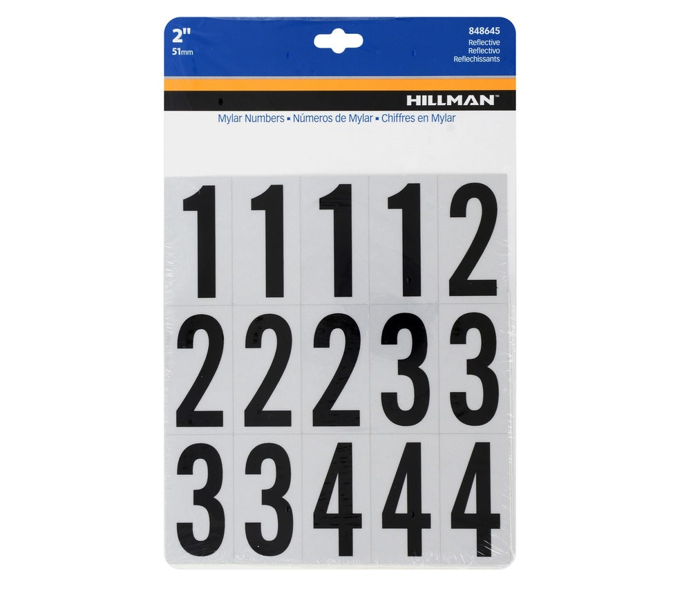 Hillman 848645 Self-Adhesive Reflective Number Set, Black