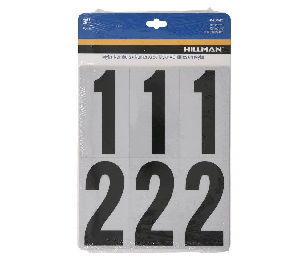 Hillman 843445 Self-Adhesive Reflective Number Set, Black