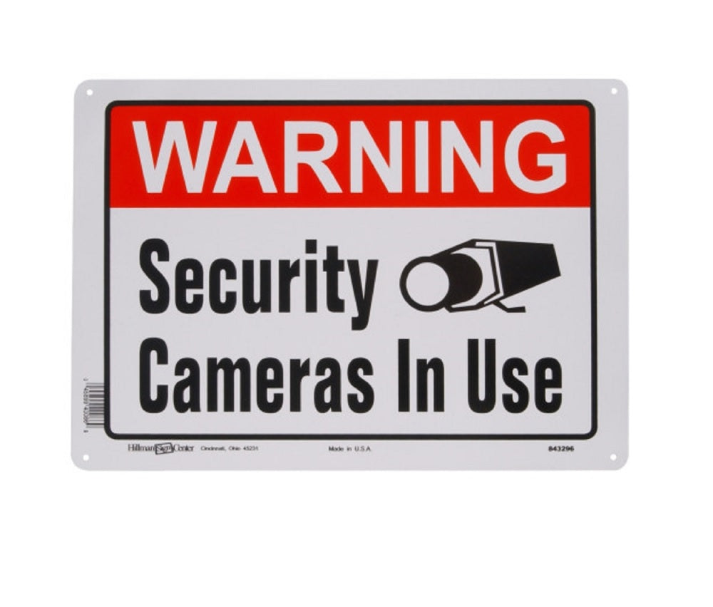 Hillman 843296 English  Security Sign, 10" x 14", White