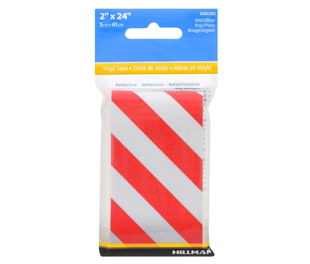 Hillman 840380 Reflective Safety Tape, 2" x 24", Red/White