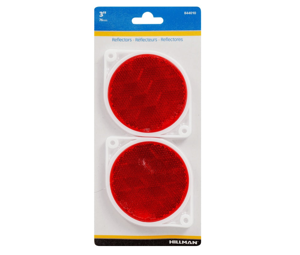 Hillman 844010 Round Reflectors, 3", Red