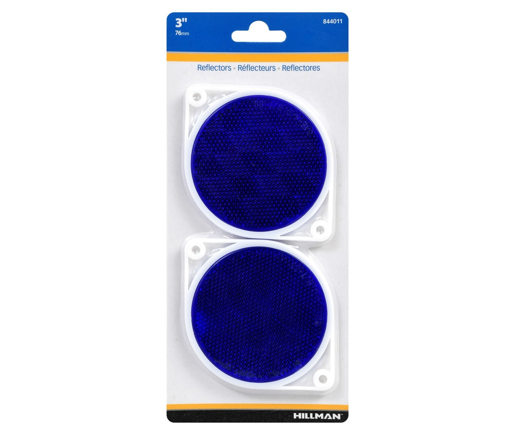 Hillman 844011 Round Reflectors, 3", Blue