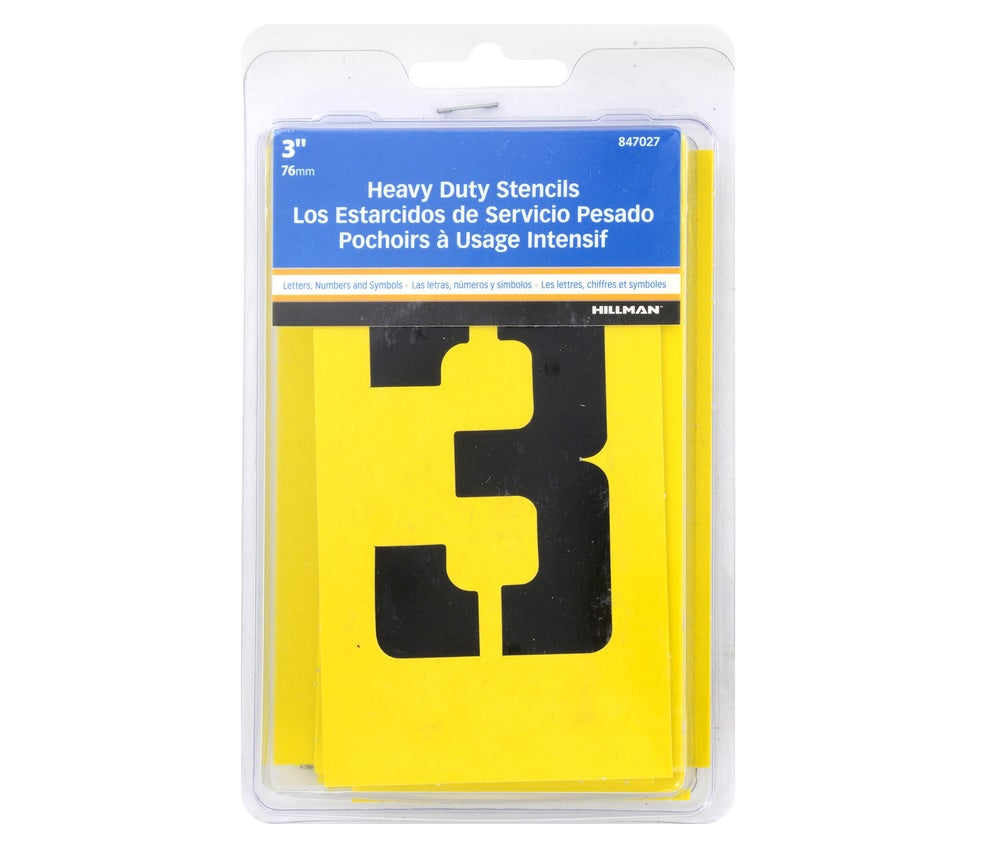 Hillman 847027 Heavy Duty Stencil Kit, 3", Yellow