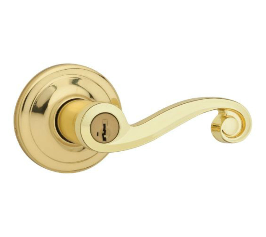 Kwikset 741LL-3SV1 Lido Entry Door Leverset, Bright Brass