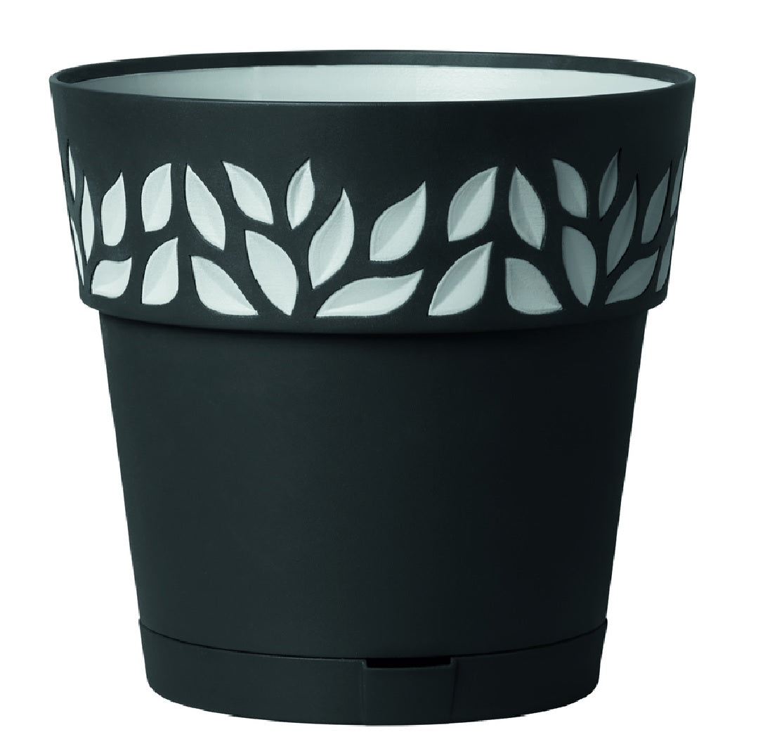 Marshall Pottery 9DW2ZSZ023 Deroma Leaf Planter, Black