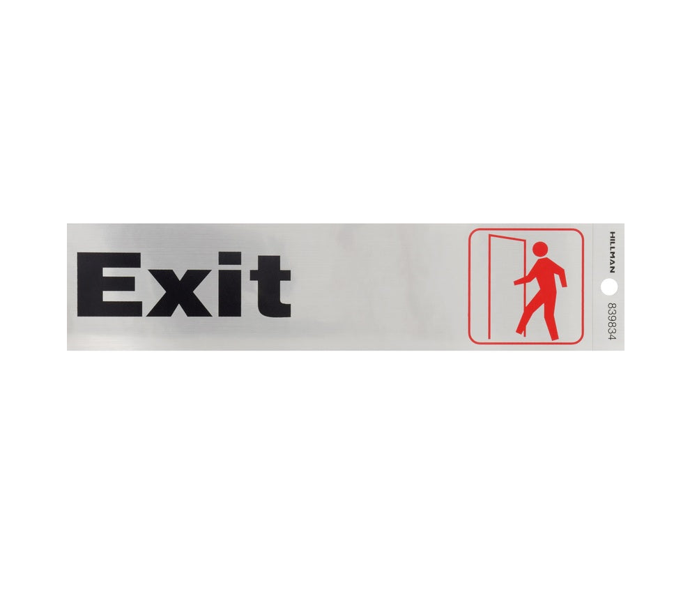 Hillman 839834 English Exit Decal, 2" x 8", Silver