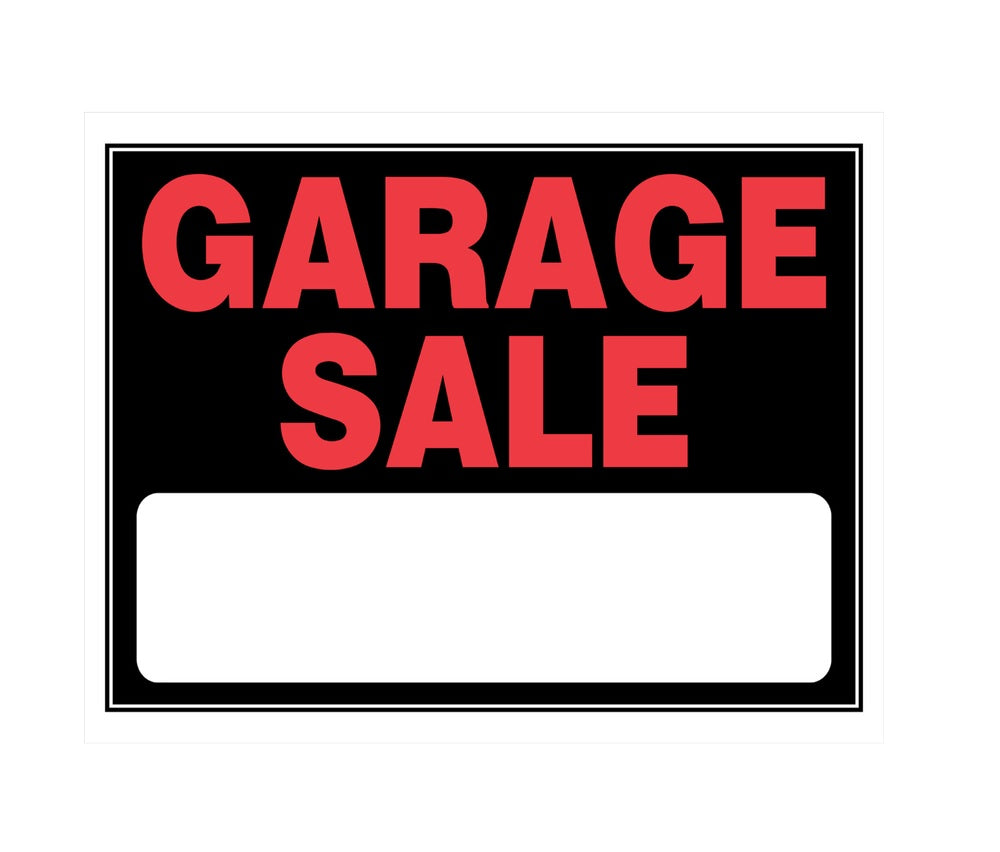 Hillman 840032 English Garage Sale Sign, 15" x 19", Black