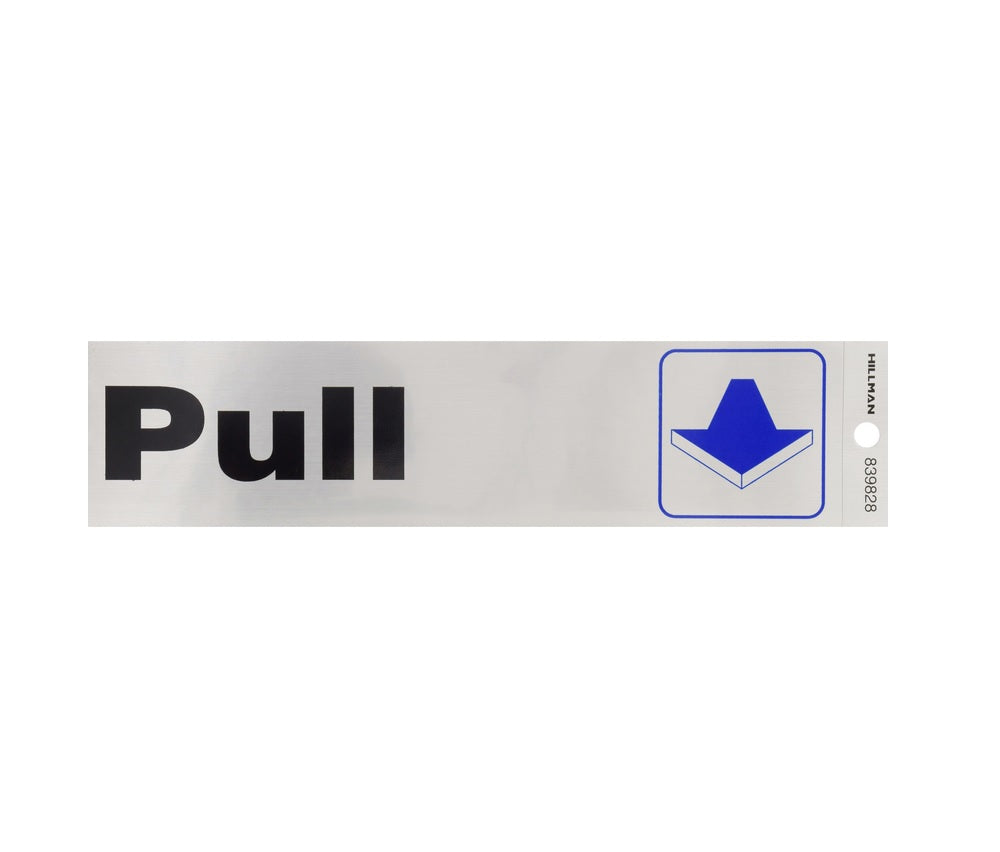 Hillman 839828 English Push/Pull Decal, 2" x 8", Silver