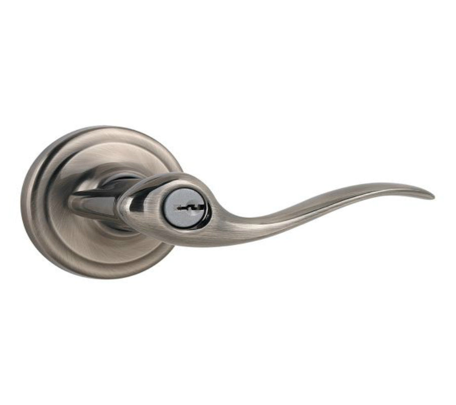 Kwikset 741TNL-15AS Tustin Entry Door Leverset, Antique Nickel