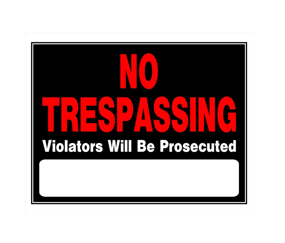 Hillman 840040 English No Trespassing Sign, 15" x 19", Black