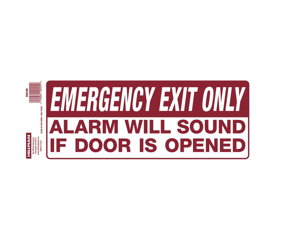 Hillman 840199 English Exit Sign, 4" x 10", White