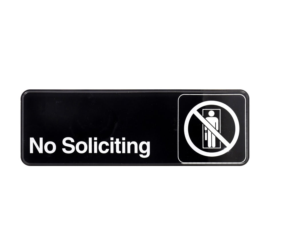 Hillman 848635 English No Soliciting Plaque, 3" x 9", Black