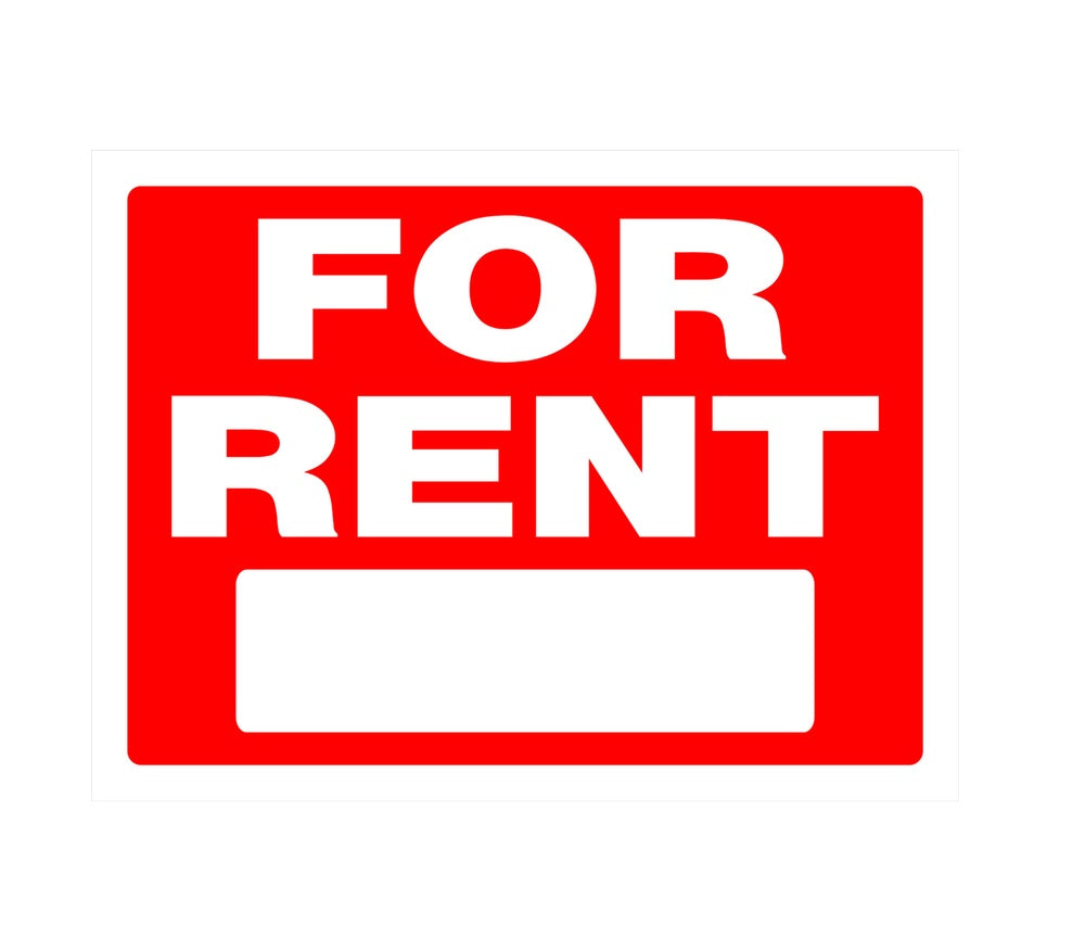 Hillman 840243 English For Rent Sign, 18" x 24", Red