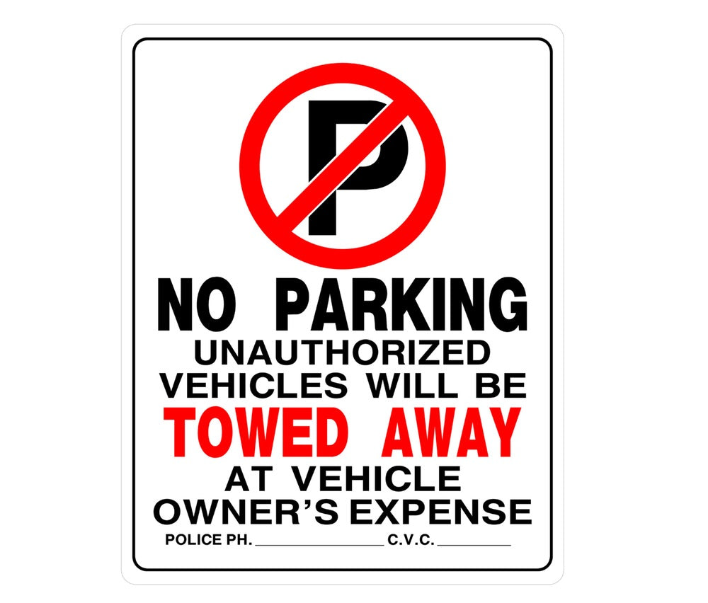 Hillman 842196 English No Parking Sign, 19" x 15", White