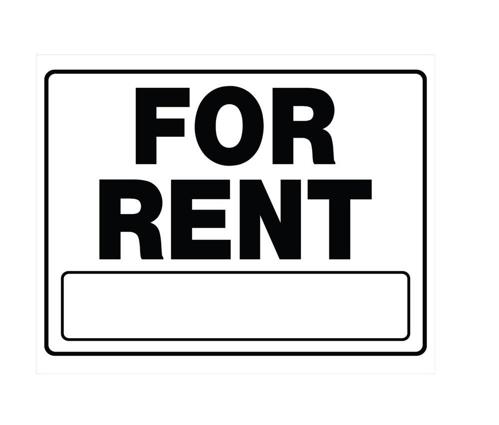 Hillman 840052 English For Rent Sign, 20" x 24", White
