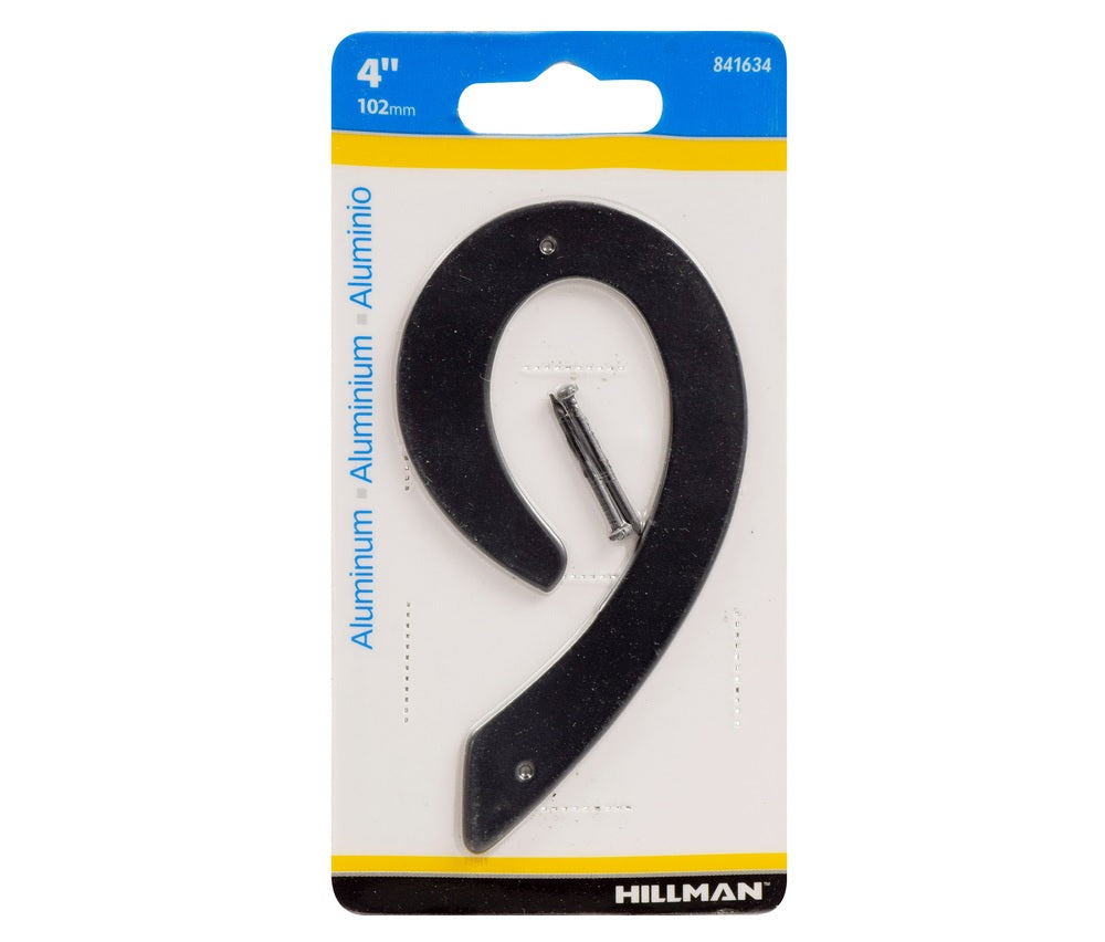 Hillman 841634 Aluminum Nail-On Number, Black, 1 pc