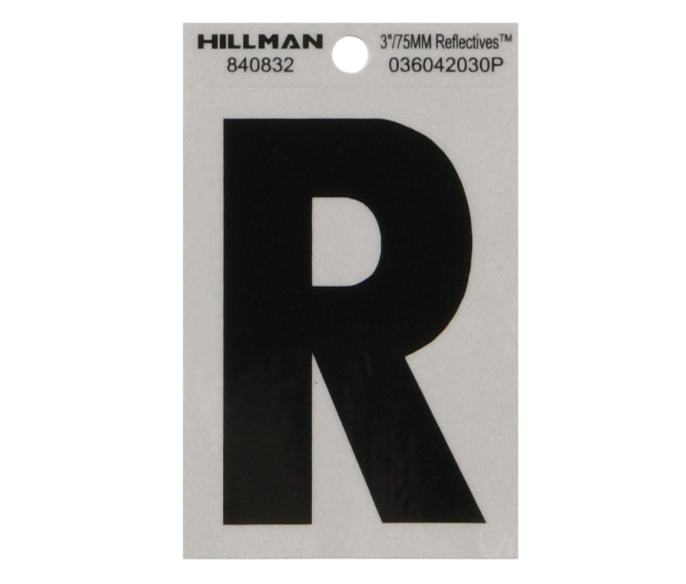 Hillman 840832 Reflective Mylar Self-Adhesive Letter, Black, 1 pc