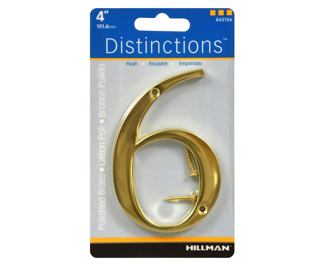 Hillman 843156 Brass Screw-On Number, Gold, 1 pc.