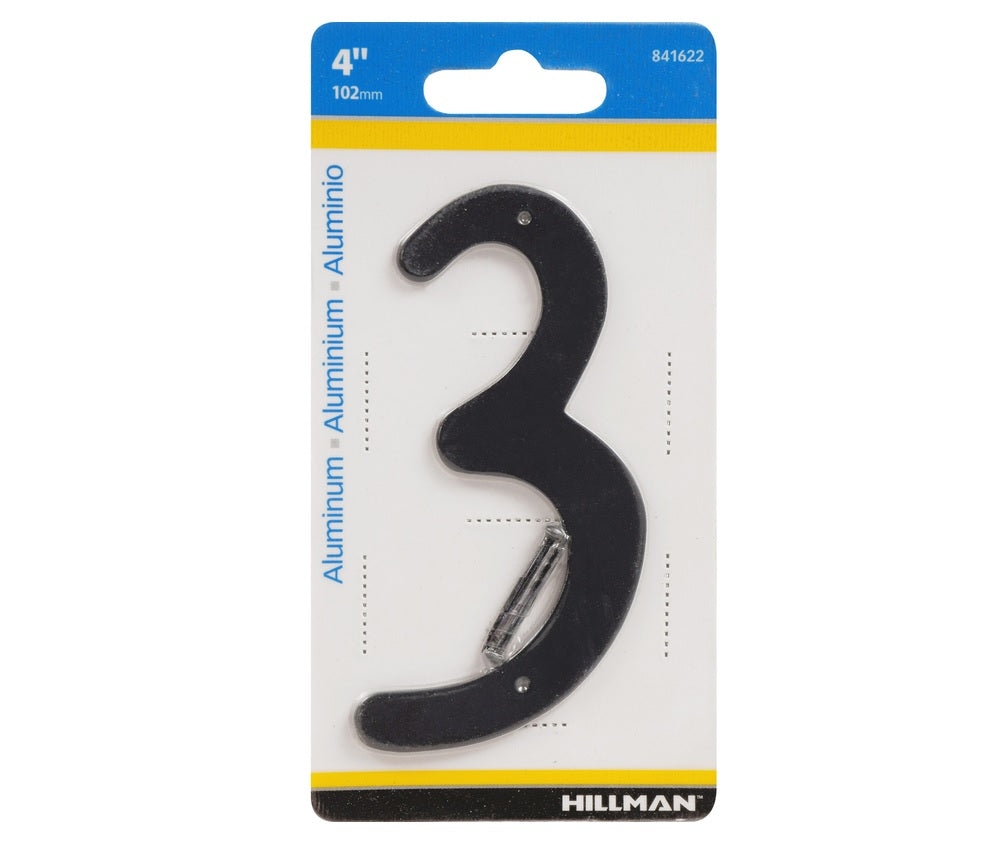 Hillman 841622 Aluminum Nail-On Number, 4", Black, 1 pc